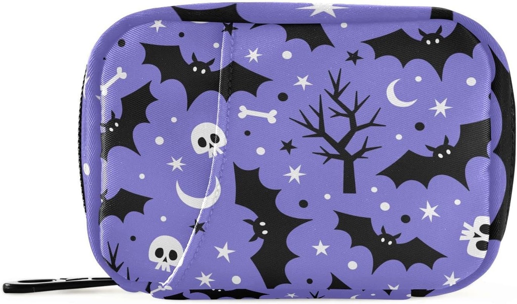 Halloween Bats Pill Box 7 päeva Pill Case Travel Pill Korraldaja kott koos Zipper kaasaskantav iganädalane Vitamiin Meditsiin Täiendus Kott