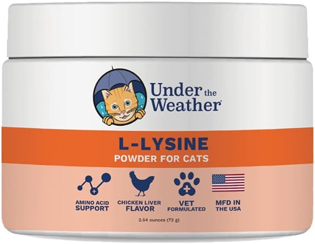 Weather Lemmiklooma L-lysine Powder Cat Supplement | Natural Vet Formulated Lysine Powders for Cats and Kittens | Soodustab Tasakaalustab Tervislikku Immuunsüsteemi Toetust ja Suurendab üldist tervisereaktsiooni (2,54 Oz)