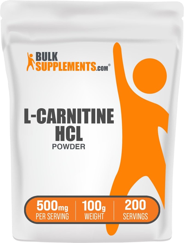 BulkSupplements.com L-karnitiin HCl pulber - karnitiini lisand, karnitiini pulber, L-karnitiin 500mg - maitsestamata & gluteenivaba, 500mg ühe serveerimise kohta, 100 g (3,5 oz) (pakk 1)
