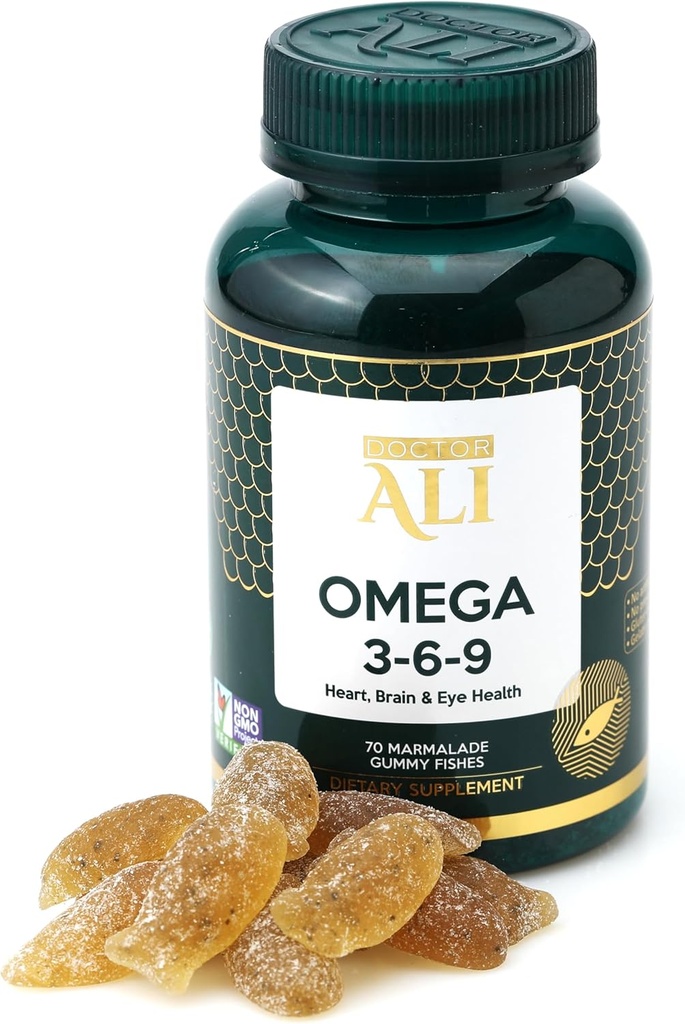Arst ALI - Vegan Omega 3-6-9 Gummies | Kalavabad, GMO-vabad, orgaanilised koostisosad | Aju, südame ja nägemise toetus täiskasvanutele ja lastele | želatiinivaba | Gluteenivaba | 70 loend
