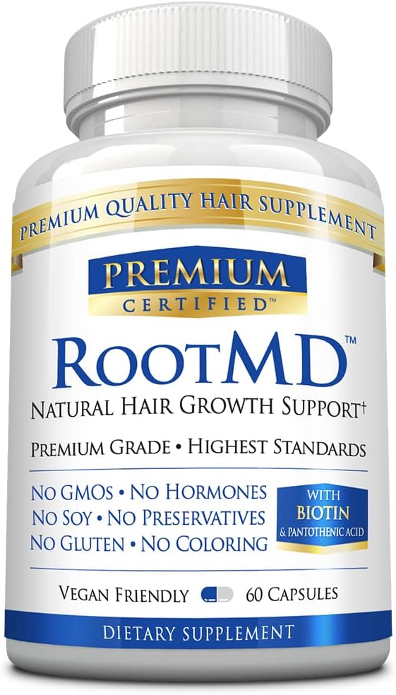 RootMD - stimuleerida juuste kasvu, noorendada folliikuleid, parandada peanaha ringlust - biotiin, vask, tokoferüülatsetaat, Saw Palmetto - kõik looduslik vegan sõbralik - 60 kapslit