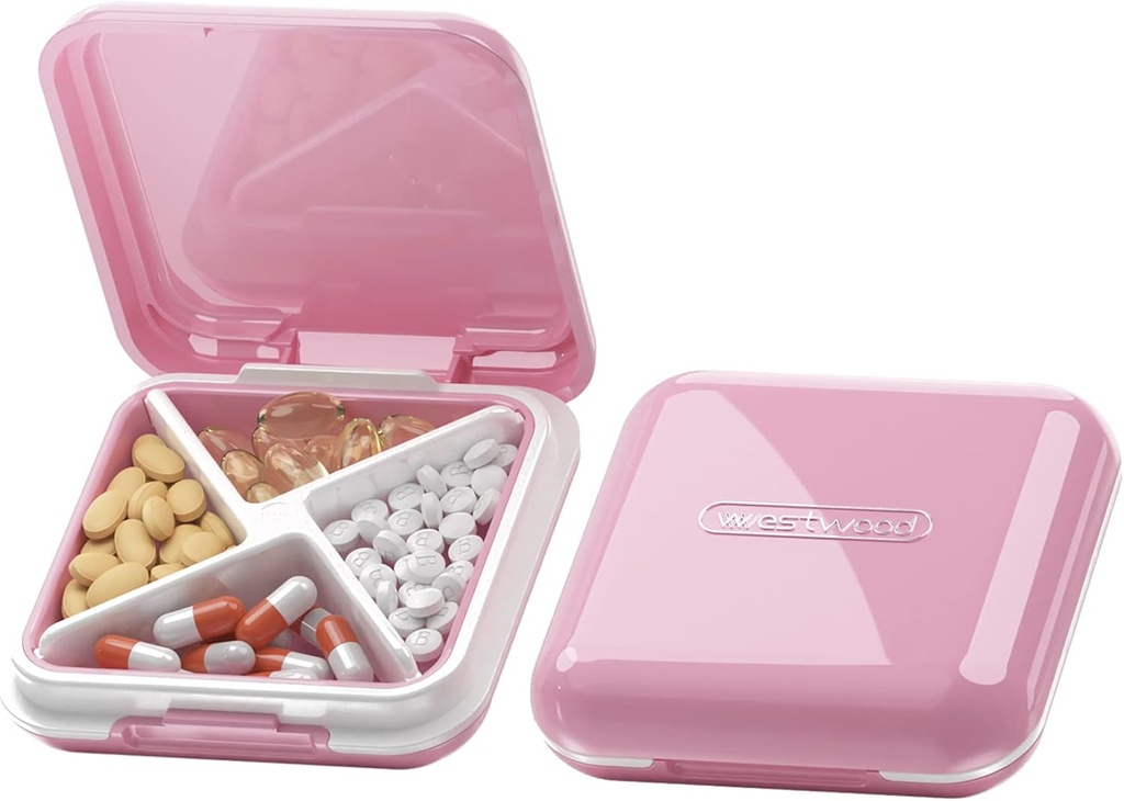 DUBSTAR väikesed pillid juhul, Cute Pill Box - Travel Daily Pill Korraldaja, kaasaskantav päris pillide konteinerisse rahakoti, Kompaktne ravimi hoidja vitamiine, kalaõli, toidulisandeid (Pink)