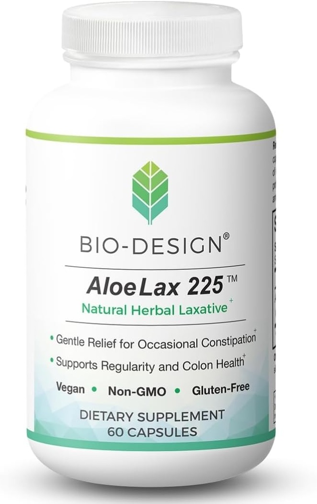 Aloe Lax 225 Natural Taimne lahtistav - õrn leevendus aeg-ajalt kõhukinnisus, gaas, ja Bloating 225 mg Natural Aloe Ferox - toetab soole korrapärasus ja Colon Health - 60 kapslit