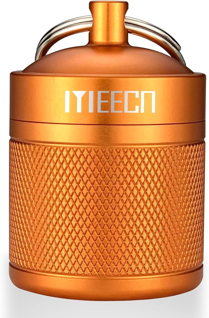 Keychain Pill Holder, Box, alumiinium, veekindel konteiner, Pill Korraldaja Outdoor Travel Camping, suurus: 1,6 x 1,6 x 2 (oranž)