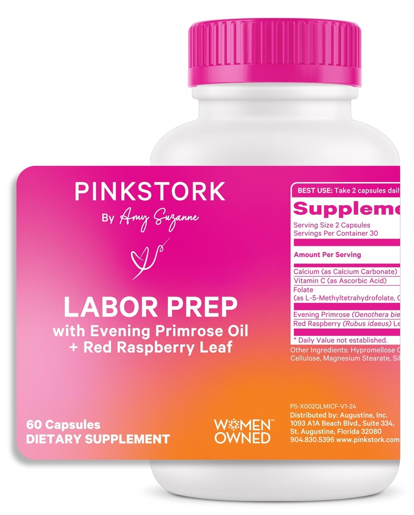 Roosa Stork Labor Prep Supplement - Õhtune Primrose Oil & Red Vaarika Leht kolmandaks trimestriks, õrn töö ja sünnitusjärgne toetus, Rasedus ja imetamine Ohutu, 60 Vegan Kapslit