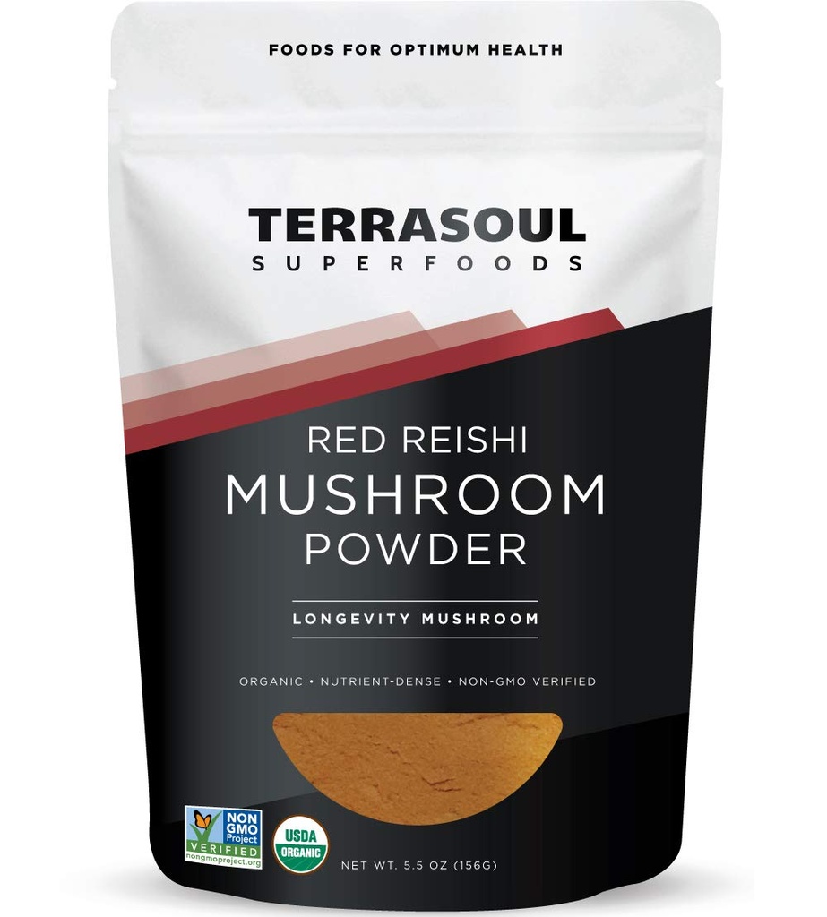 Terrasoul Superfoods Orgaaniline Reishi Seenepulber (4: 1 Ekstrakt), 5,5 Oz, Immuunsüsteemi tugi, stressi leevendamine, parem uni, omaks Adaptogeensete seente võimsus