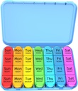 Odaro Weekly Pill Organizer 4 korda päevas, Daily Pill Box 7 päeva, suur reisipillide juhtum 28 ravimi, vitamiini ja täienduse hoidmiseks - sinine juhtum