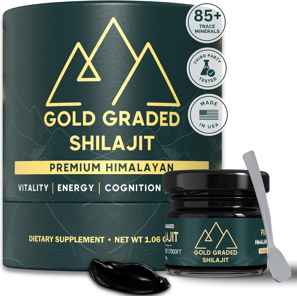 Shilajit vaik | 500mg kõrge potentsi, Shilajit Pure Himalayan Organic, 85+ Trace Minerals & Fulvic Acid | Shilajit for Energy & Immune Support | Gold Grade Shilajit, Shilajit for Men & Women | 30g