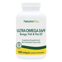Natures Plus Ultra Omega 3 6 9-1200 mg, 120 Softgels - kurgiõli, kalaõli, linaõli lisand - gluteenivaba - 120 serveerimist