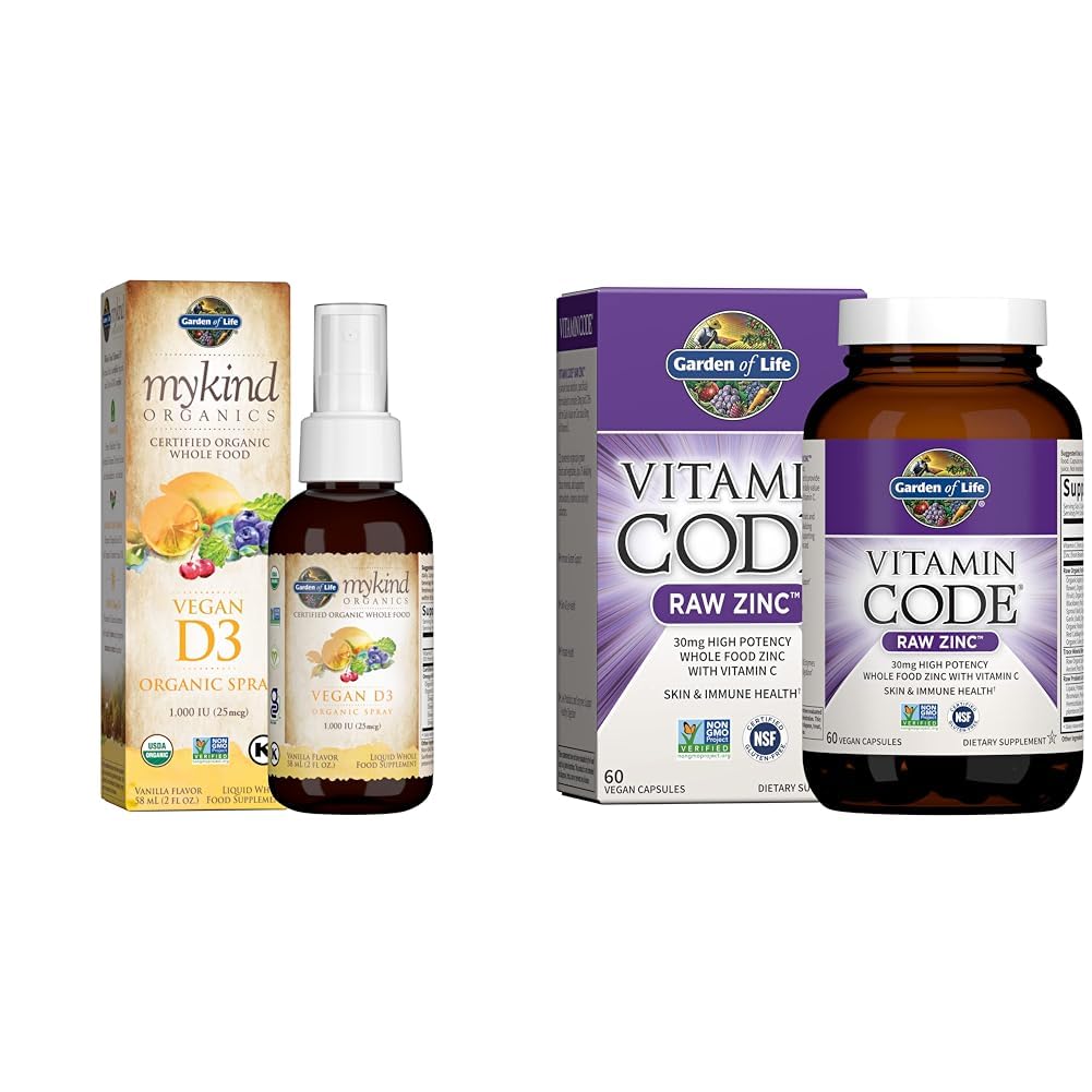 Eluaed Orgaanika Vegan Vitamiin D3 Spray 1000 RÜ, Tsink Toidulisandid 30mg - C-vitamiin, Immuunsus ja naha tervis
