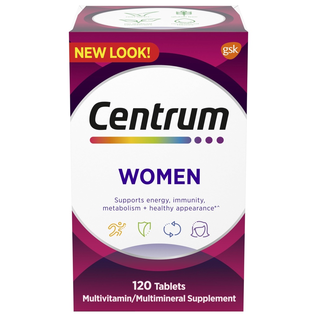 Centrum multivitamiini naistele, multivitamiini / multimineraalne toidulisand raua, D3-vitamiini, B-vitamiinide ja antioksüdantsete vitamiinide C ja E, gluteenivaba, mitte-GMO koostisosad - 120 loend