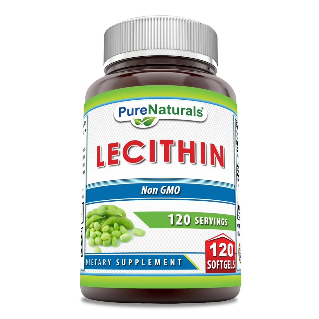 Puhtad looduslikud letsitiin 1200 mg softgels Supplement | kõrge potentsi | Mitte-GMO | Gluteenivaba (120 loend)