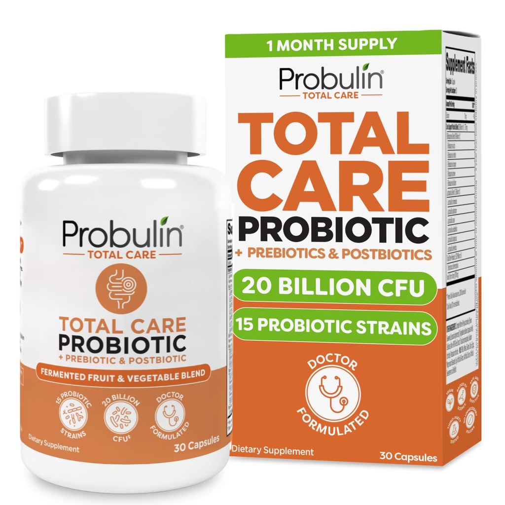 Probuliini kogu hooldus probiootiline lisand, igapäevane soolestik, seedetrakti ja immuunsüsteemi tervise probiootikumid meestele ja naistele, 20 miljardit CFU, Vegan, 30 Count pudel