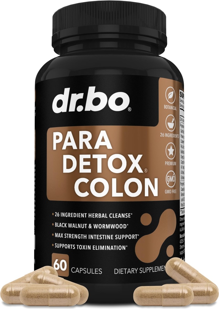Colon Cleanse Pills Body Detox - Soolekaitse puhastaja kõhule - Natural Weight Flush Cleaner Supplement Complex, Women Men Kids, Herbal Wormwood Black Walnut Clove - Soolestikukapslid Tervis Kapslid