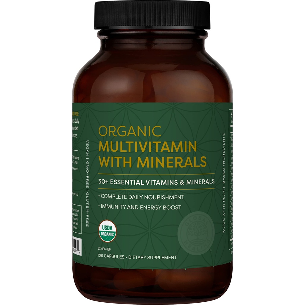 Ülemaailmne tervendamiskeskus - USDA orgaaniline multivitamiin naistele ja meestele - vitamiinid A, C, D ja rohkem teie üldiste tervise- ja heaoluvajaduste jaoks - täielik igapäevane multivitamiini toitumine (120 kapslit)