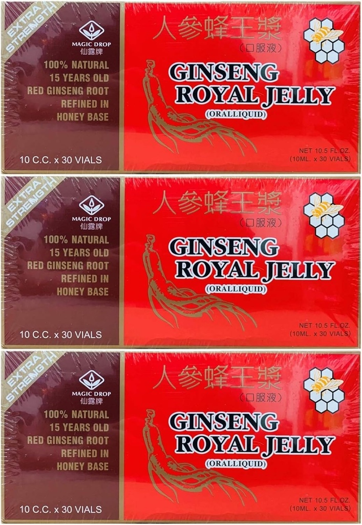 3 Kasti Magic Drop ženšenni Royal Jelly (30 Vials), Kokku 90 Vials