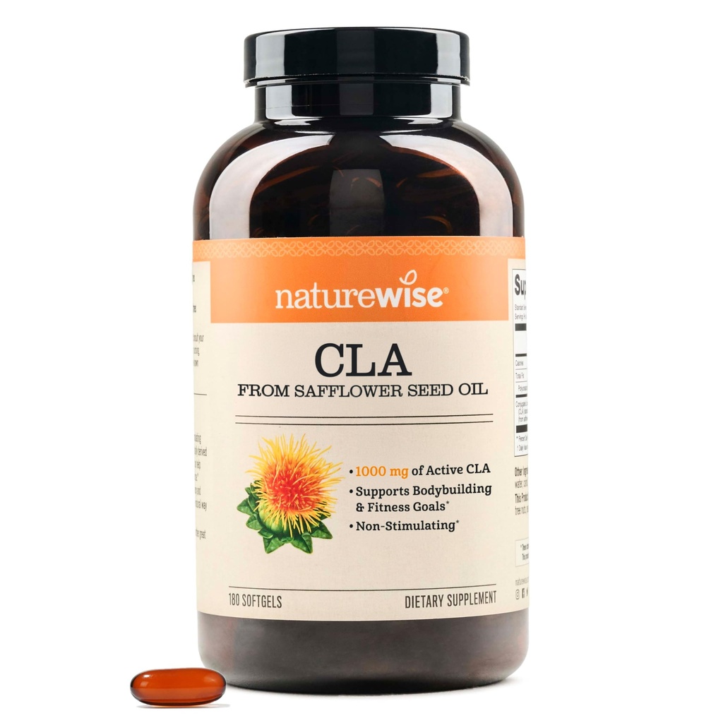 NatureWise CLA 1250 - konjugeeritud linoolhappe lisand naistele ja meestele, mitte stimuleeriv, toetab tervislikku kaalu, sobivuse eesmärke - mitte-GMO, gluteenivaba - 180 softgelit[2-kuu pakkumine]