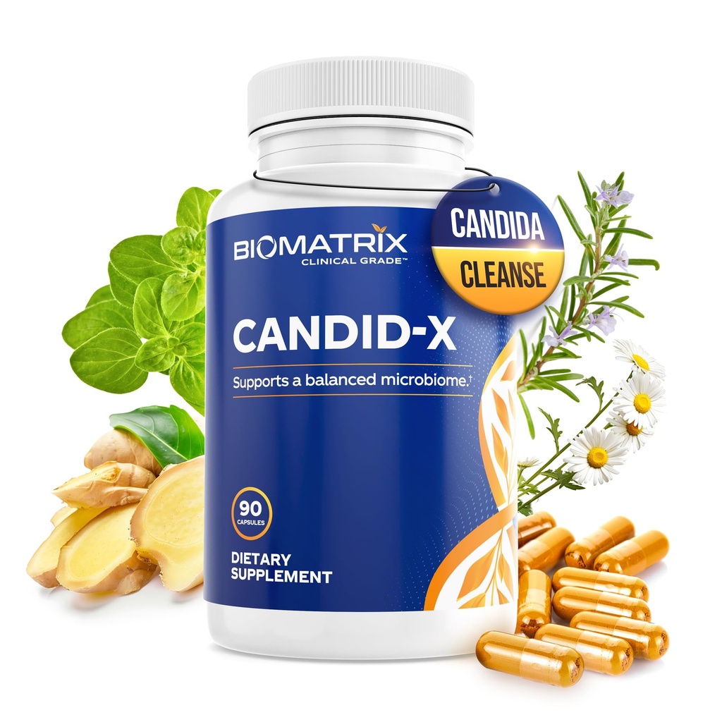BioMatrix Candid-X Gut puhastab berberiini, oregano, naatriumkaprülaadi, kummeli, ingveri, PAU D'arco, meeste ja naiste seedeainelisandiga | 90 kapslit