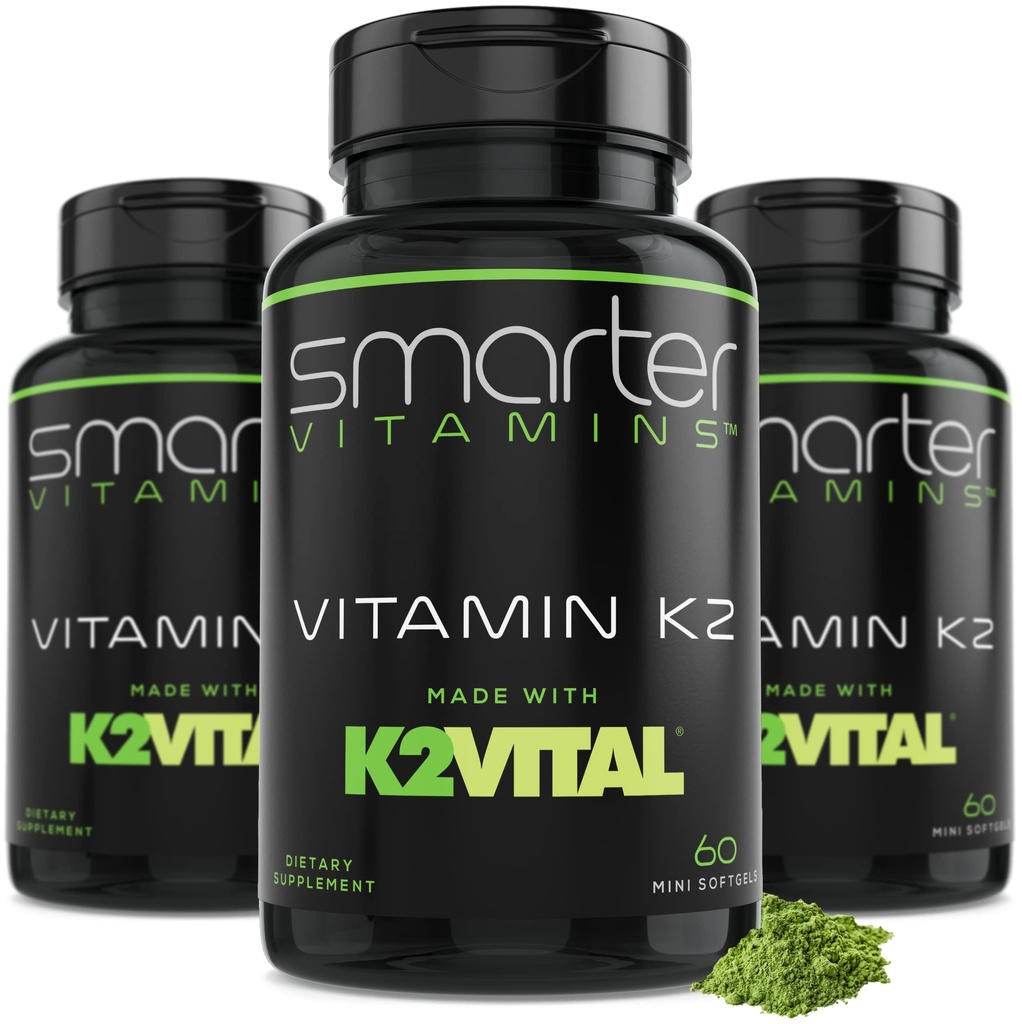 (3 pakend) Nutikam vitamiin K2 MK7 100mcg, valmistatud K2VITAL-i ja lehtkapsaga, 180 vedelat pehmekest