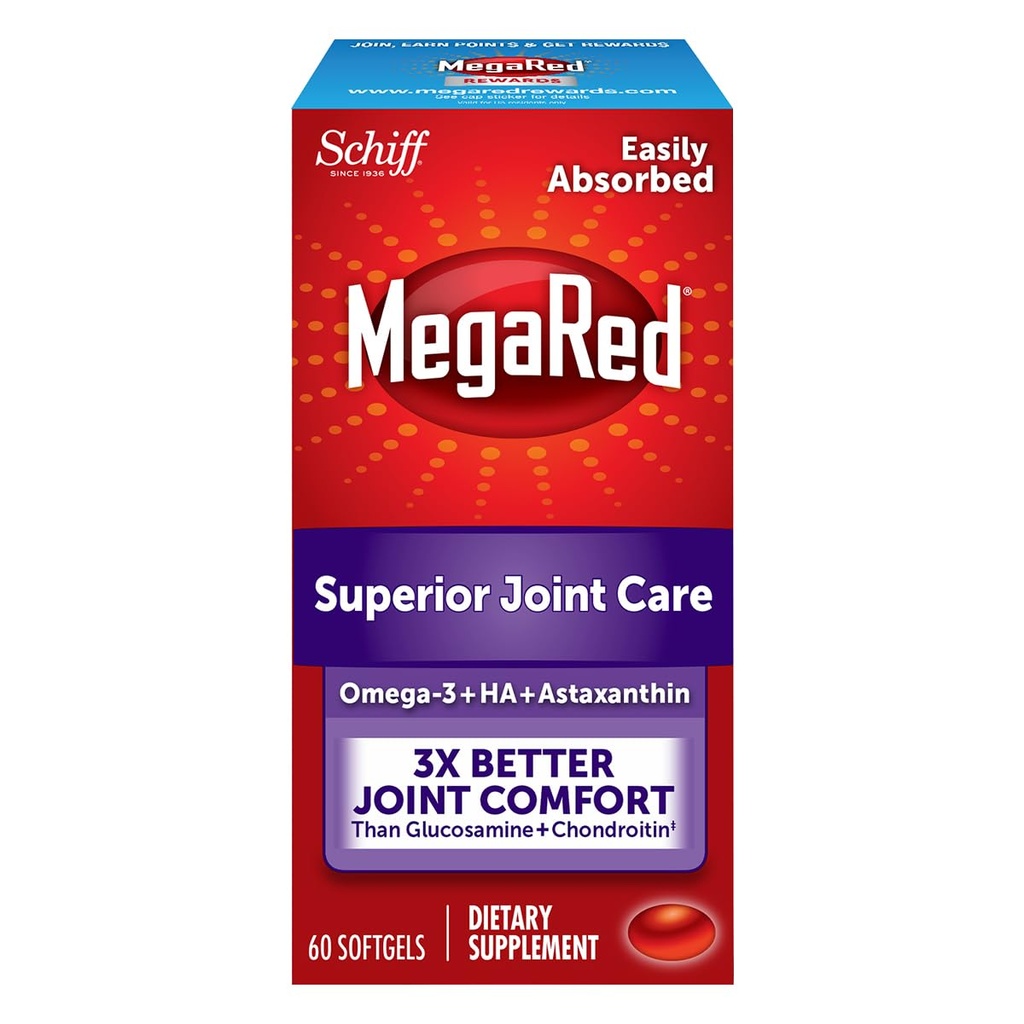 Omega-3 krillõli ja liigeselisandit - Megared Joint Care 60 pehmegeelid - EPA / DHA rasvhapped, antioksüdandid, hüaluroonhape, ei ole kala burp järelmaitse nagu Fish Oil