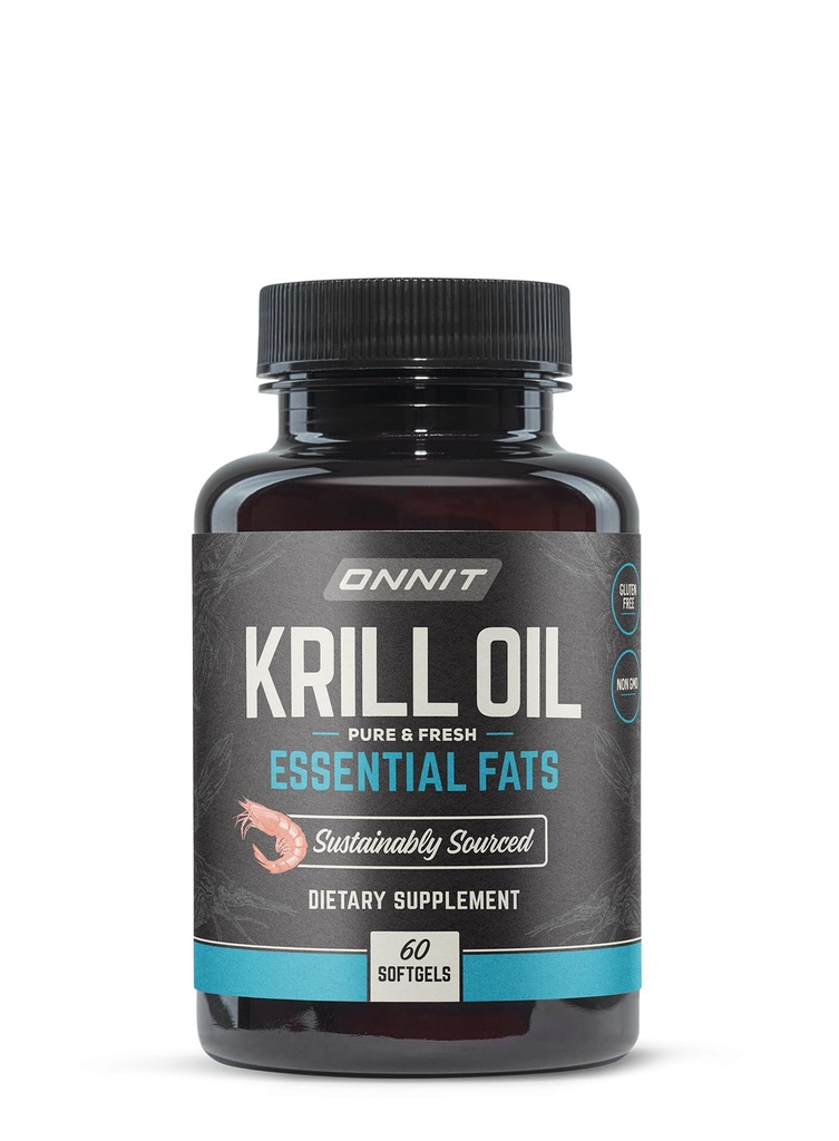ONNIT Antarktika krillõli pehmed geelid, IGENTM-i mitte-GMO testitud toidulisand Omega-3s, EPA, astaksantiin ja fosfolipiidid kognitiivseks, südame-veresoonkonna ja liigeste terviseks, 1000 mg Serving, 60 Count