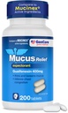 GenCare Mucus Relief Expectorant Guaifenesin 400 mg 200 Tablets Value Pack - Kiiretoimeline lima hõrenemine külmade, rindkere ummistuste, gripi, köha ja allergiate korral
