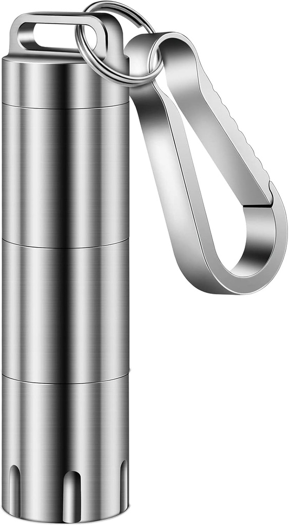 TISUR Titanium Small Pill Holder Keychain, Portable Pill Case Veekindel Taskupillid Box Konteiner hoida pillid, vitamiinid, kalaõli, toidulisandeid