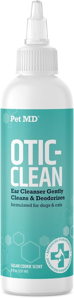 Lemmiklooma MD Cat & Dog Ear Cleaner - Otic Ear Solution for Dogs - Lemmikloomakõrvapuhastaja - Kassikõrvapuhastaja Vedelik - Kassi ja koera puhastusvahendid - Suhkruküpsise lõhn - 8 oz.