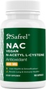Safrel N-atsetüül-L-tsüsteiini (NAC) kapslid, 600mg, 180 Count, hingamisteede, immuunsuse, maksa tervise tugeva antioksüdandi tugi, vabad radikaalid, kergesti imenduvad, mitte-GMO, gluteenivaba