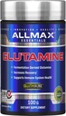ALLMAX Essentials GLUTAMINE - 100 g pulbrit - Fermentatsioonist toodetud glutamiini - suurendab taastumist ja toetab immuunsüsteemi - Gluteenivaba & vegan - 20 serveerimist