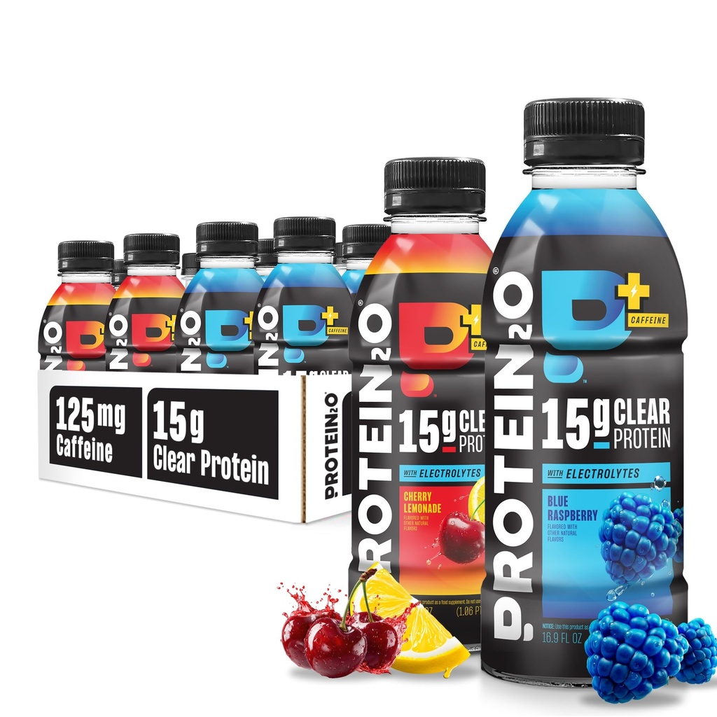 Valk2o 15g vadakuvalk Isolaathüdraat Jook Plus Energia ja fookus, 350mg elektrolüüte, vitamiine B5 & B6, suhkruvaba, energia sordipakett, 16,9 oz pudel (12. pakk)
