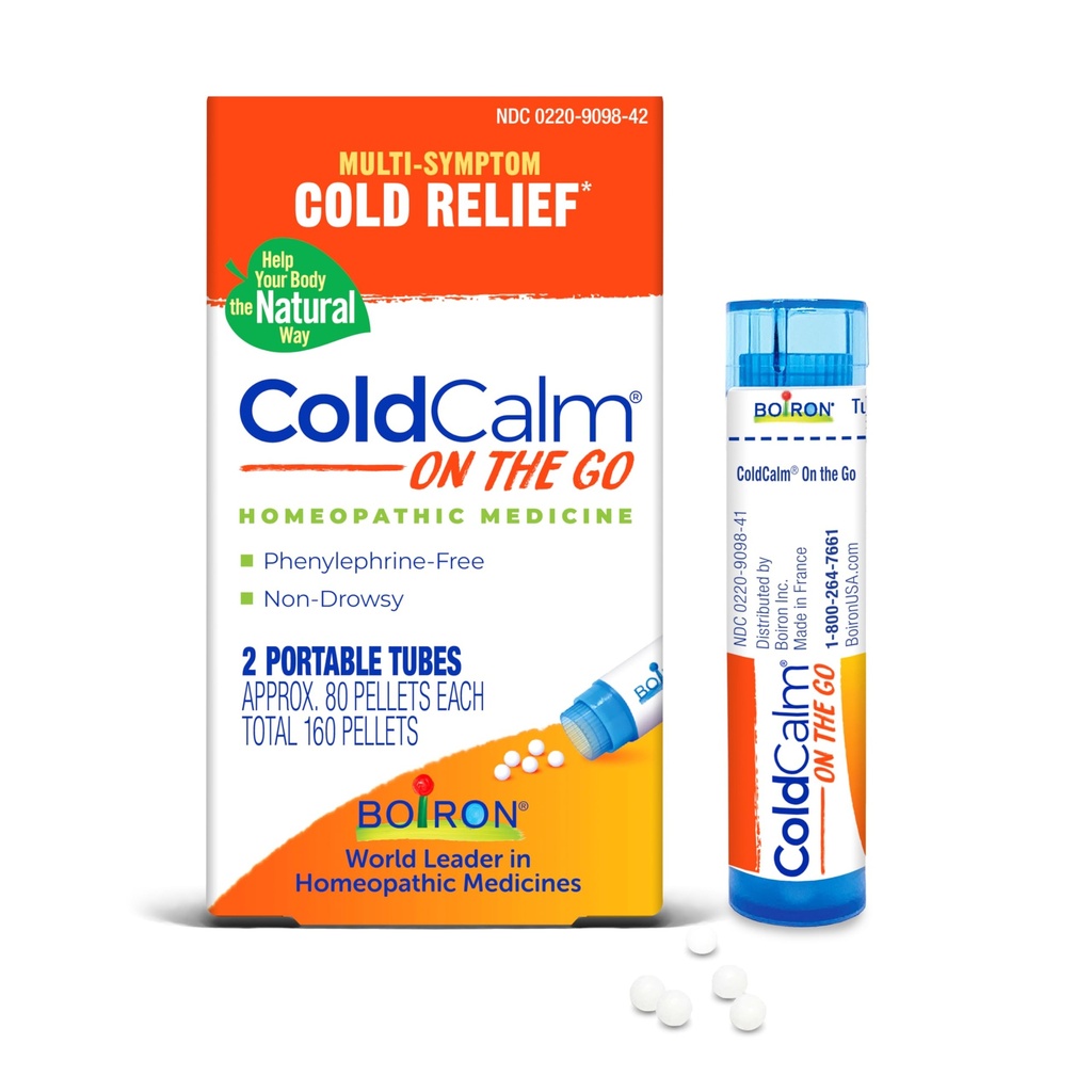 Boiron ColdCalm On The Go Cold Relief aevastamine, Runny Nina, Nina ummistus ja valulik kurk - 2 Count (160 Pellets)