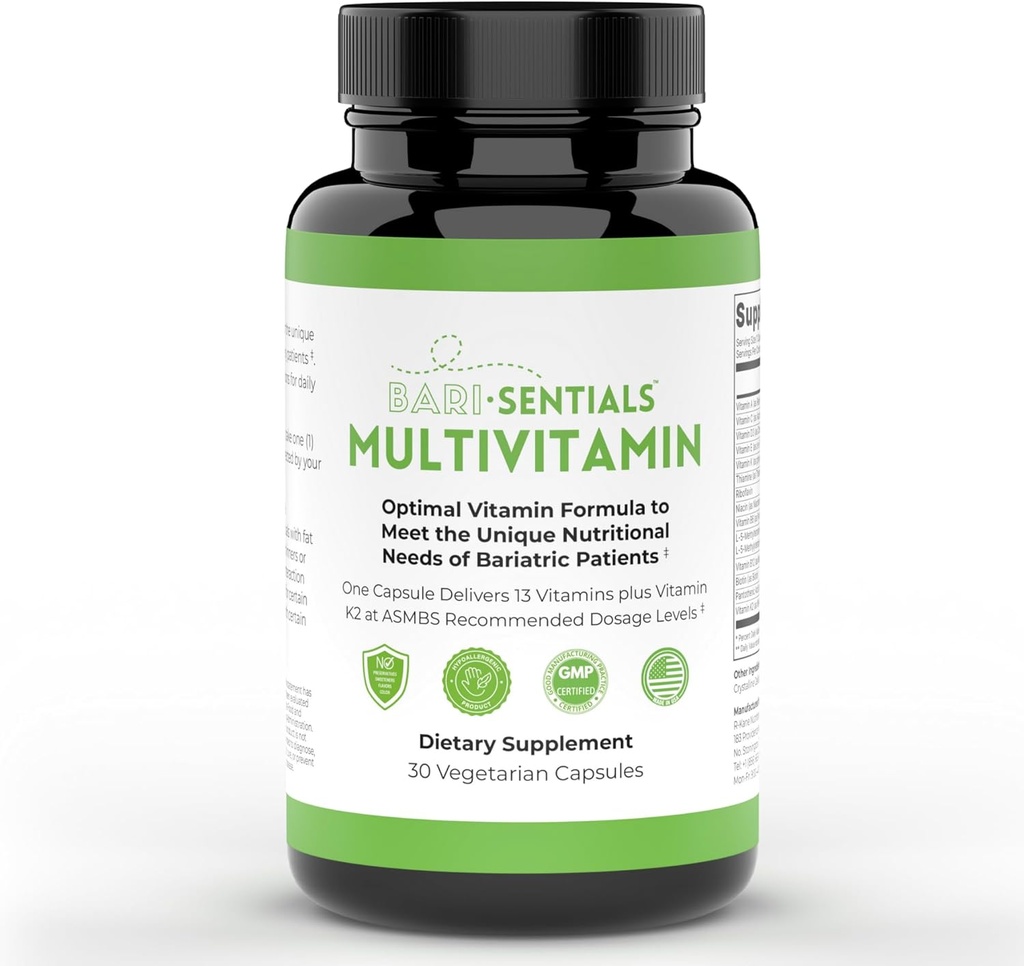R-Kane Barisentials Bariatric Multivitamiinid Täiendus - Post Bariatric Support Mao Bypass, Sleeve Gastroectomy, DS - Essential Daily Nutrition - 30 Vegetarian kapslid