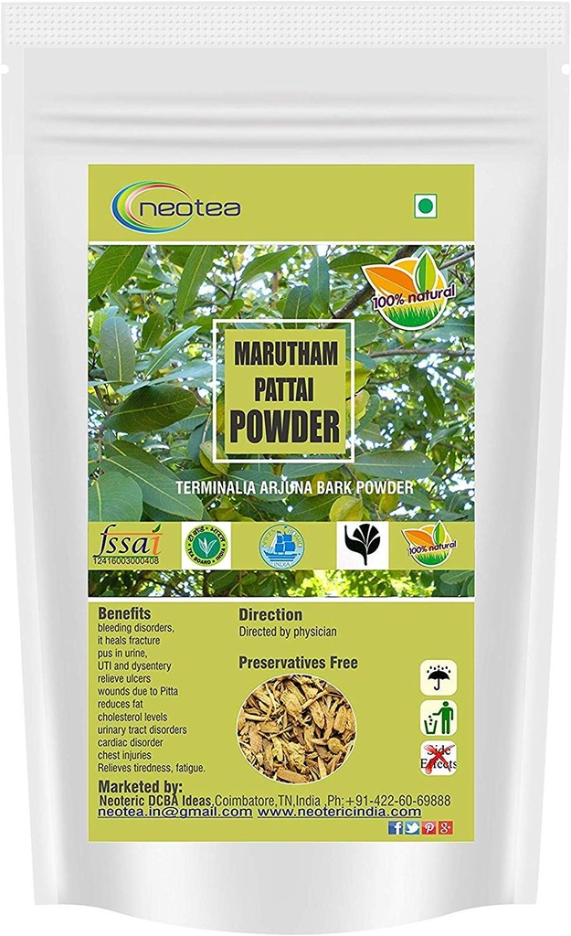 Neotea Marutham Pattai pulber | Orgaaniline Arjuna koorepulber | Terminalia Arjuna | Ayurveda südame tervise pulber 300 GM