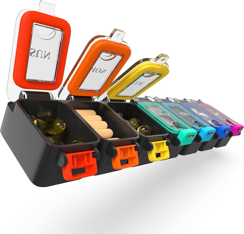 BEXEEN Nädal ravim Pill Korraldaja Veekindel 7 päeva Suur Pill Karp Igapäevased Pillid Juhuslik Vitamiin Korraldaja Kaasaskantavad Pillid Konteiner Reisi Pillid Hoidja XL Täiendus Ravimi Dispenser Üks päevas