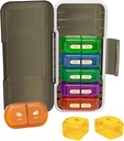 Iganädalane pillide korraldaja 2 korda päevas, niiskus-tõestus, eemaldatavad osad, AM PM Pill Box 2x 7 päeva, reisipillide korraldaja pillide / kalaõli / ravimi / vitamiini / toidulisandite jaoks (must + värviline)