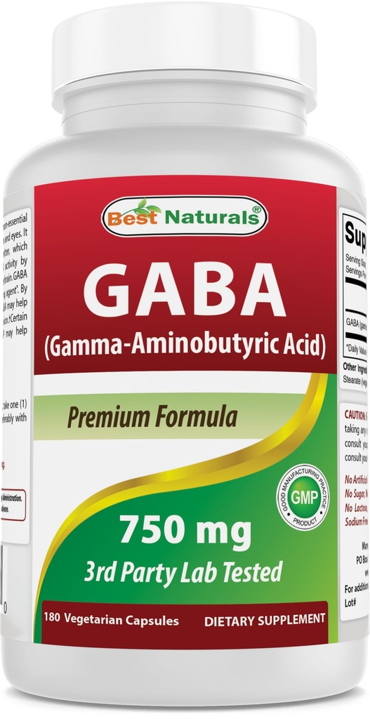 Parimad looduslikud GABA täiendus 750mg 180 Veggie kapslid, Naturals Sleep Aid