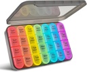 Greencycle Weekly Pill Korraldaja, 7 päeva / 4 korda päevas Suured pillid Niiskus-Tõestus pillid Box AM PM Meditsiin Korraldaja hoida vitamiine Kalaõli Kompartments Supplements (Vikerkaar)