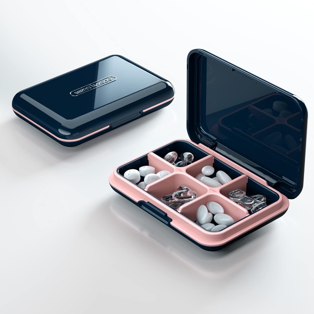 Travel Pill Case, Pill Box - Acedada Portable Pill Holder, Travel Pill Container Carrier Purse, veekindel Compact Medicine Organizer Box, Blue