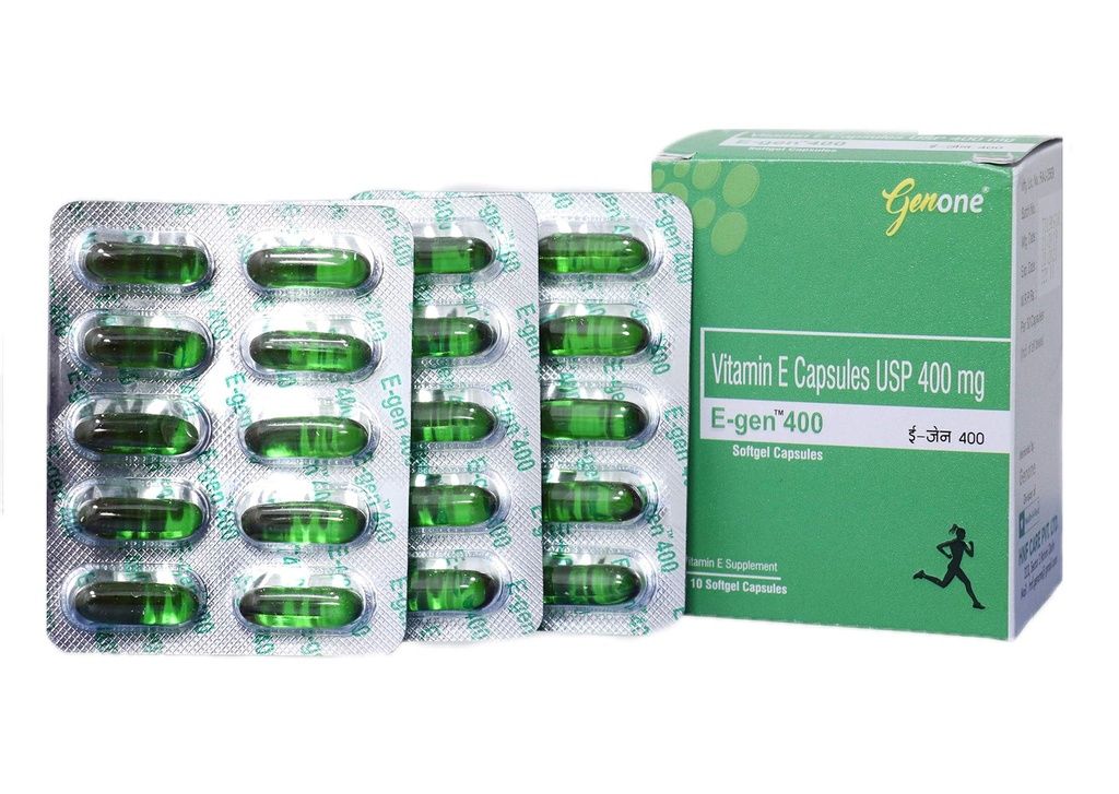 genoon E-Gen 400 E-vitamiini kapsel hõõguva näo, naha ja juuste toitumiseks (30 kapslit)