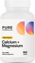PureFormulas Kaltsium + Magneesium - Gluteenivaba toidulisand toetab luu tervist ja üldist heaolu magneesiumi kaltsiumi C-vitamiini D & booriga, allergeen Sõbralik Mitte-GMO 180 tabletti