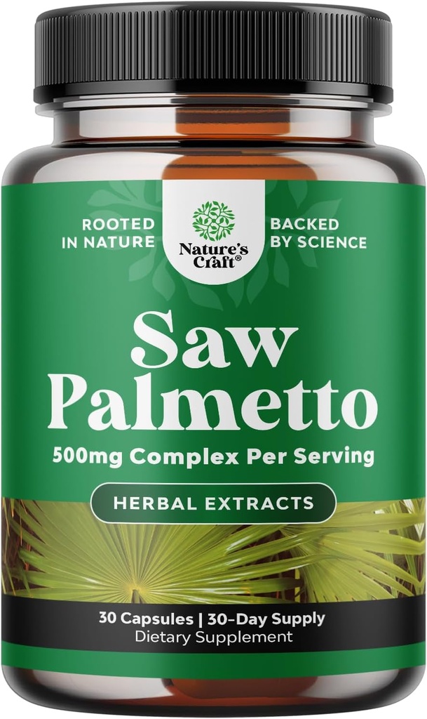 Extra Tugevus Saw Palmetto ekstrakt - Advanced Taimne Kompleks juuste tervise ja kuseteede toetust Taimede Sterols & Flavonoidid - Potent Taimne täiendus 500mg iga Serving - 30 kapslit
