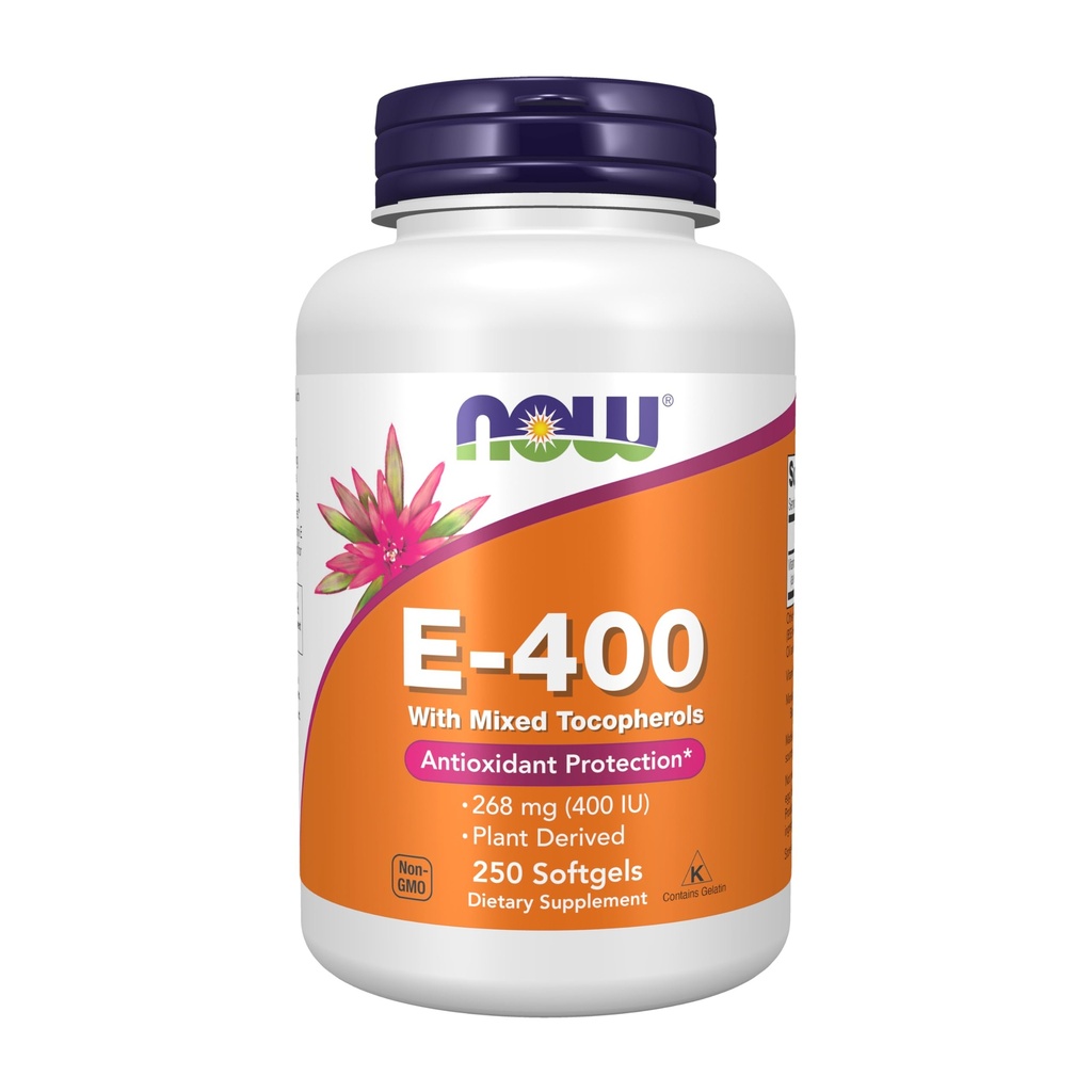NOW Foods Supplements, Vitamiin E-400 RÜ segatud tokoferoolid, antioksüdantide kaitse *, 250 Softgels