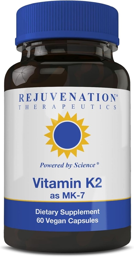 Noorutusteraapia Vitamiin K2 MK-7 | 60-päevane varu, kõrge potentsiga (300 mg) | Lihtne alla neelata taimetoitlaste kapsleid