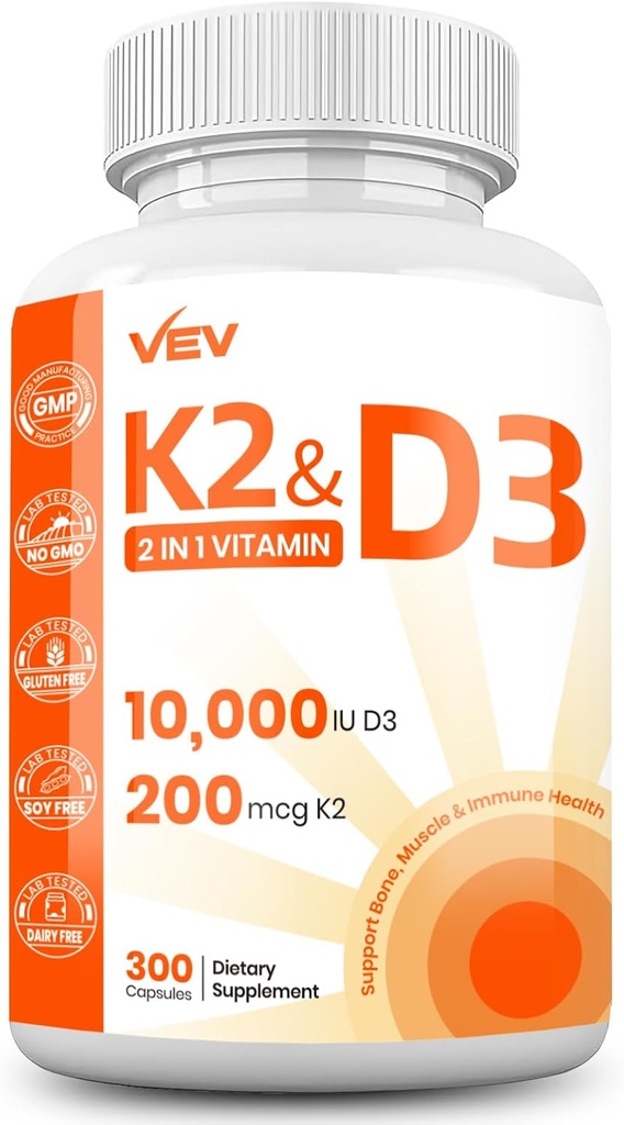 VEV Vitamiin D3 K2 – kergesti neelatavad kapslid, 300 kapslit (pakend võib erineda)