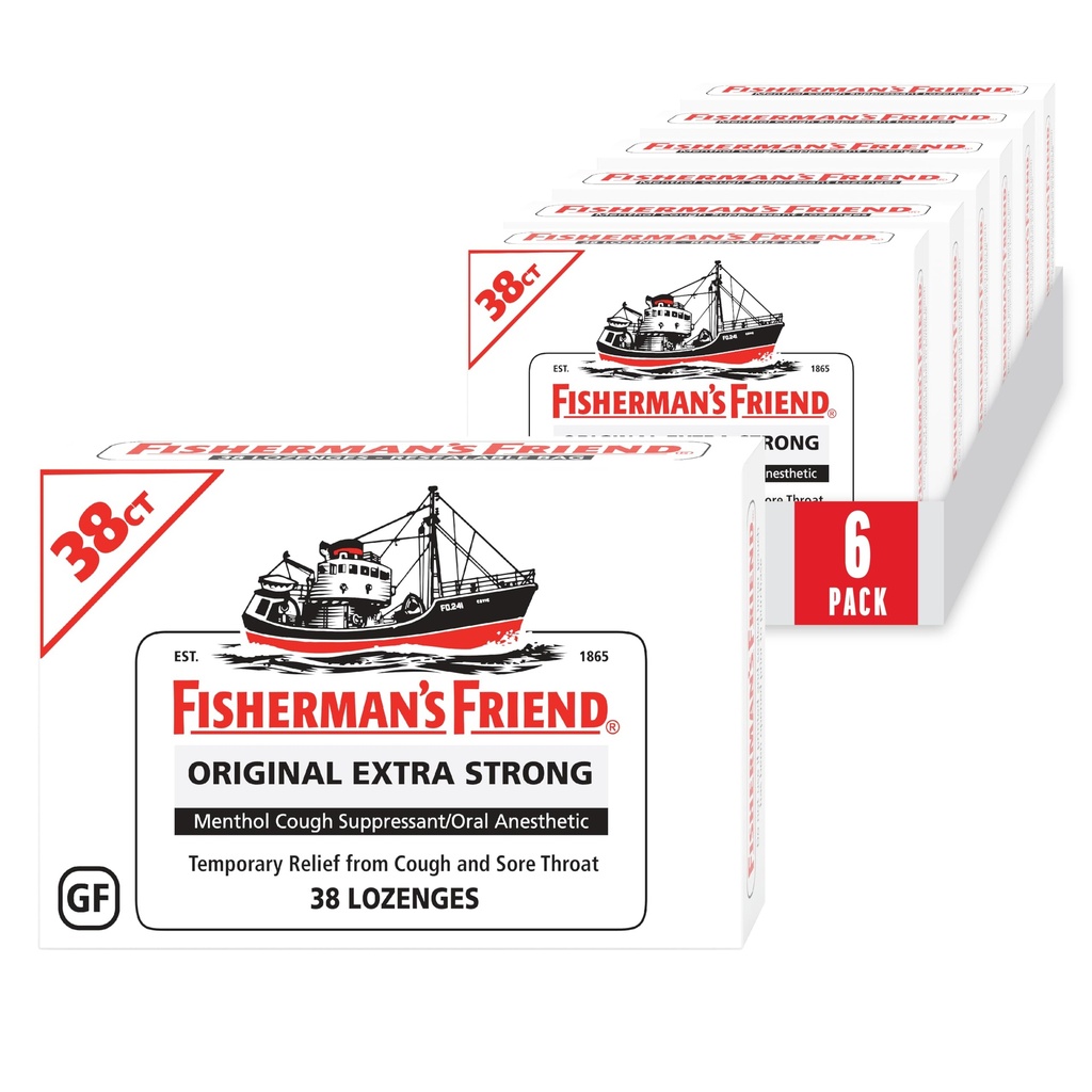 Fisherman's Friend Cough tilgad, Köha supressant ja valulik kurk lozenges, Original Extra Strong, 10mg Menthol, 228 tilka (6 pakendit 38)