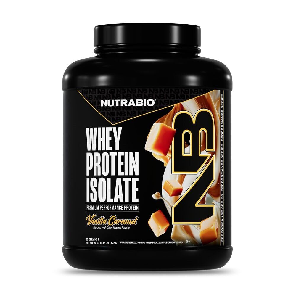 NutraBio 100% vadakuvalk isolaatvalgu pulber, 25 g valku koos täieliku aminohappeprofiiliga, GMO-vaba, soja- ja gluteenivaba, madala kalorsusega vadakuvalgu pulber, Vanilla karamell, 5 lbs