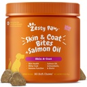 Zesty Paws Salmon Oil for Dogs Naha ja kate, Omega 3 Kalaõli närib, Koer Allergia Relief Chews, Itch Relief Supplement, 90 Count, Lõhe maitse
