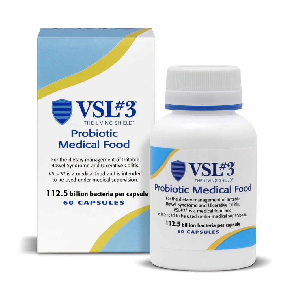 VSL # 3® probiootikumid seedetrakti tervise, IBS & UC sümptomite jaoks - 112,5B CFU-d, suure potentsiaaliga, mitmetüveline, elus, külmunud probiootikum, meditsiiniline toit soolestiku tervise toetamiseks meestel ja naistel, 60 kapslit
