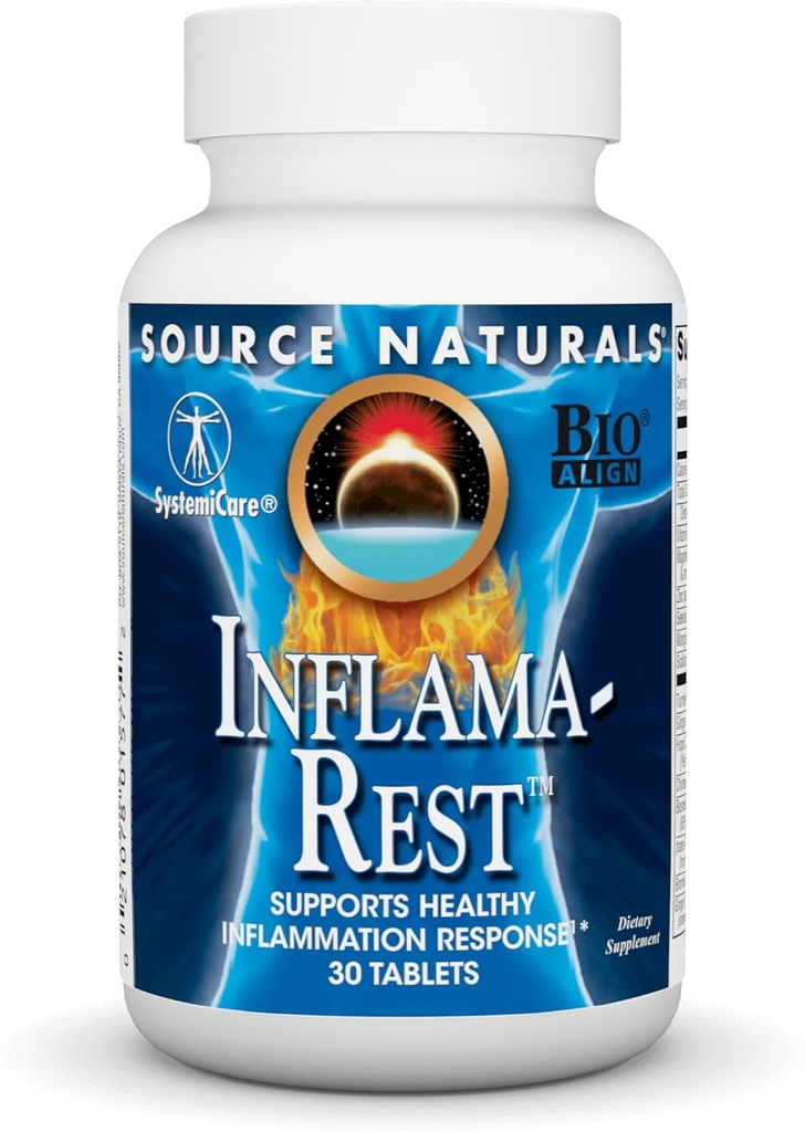 Allikas Naturals Inflama-Rest - Taimne ja mineraalne segu kurkum, Boswellia, Ingver, Quercetin - Maksimaalne stressi leevendamine ja lõdvestumine - 30 tabletti